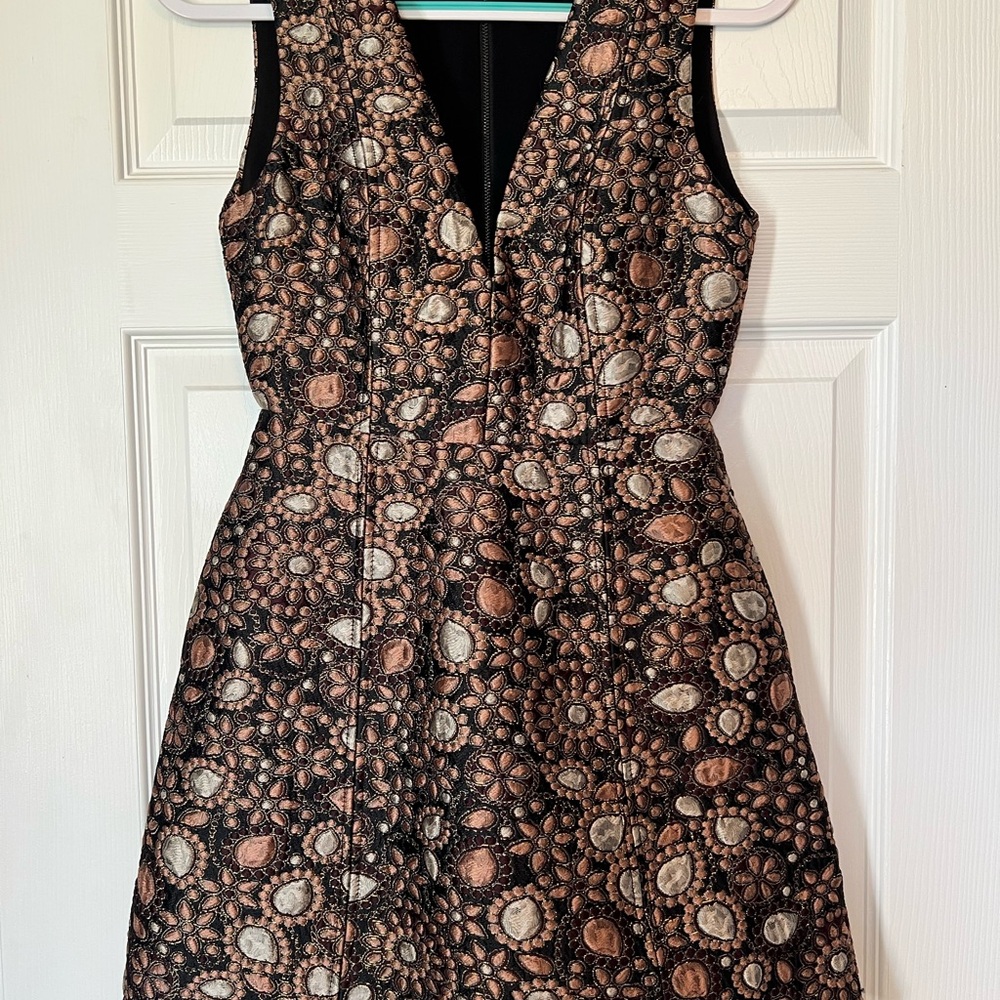Alice + Olivia Black and Pink Patterned Mini Dress